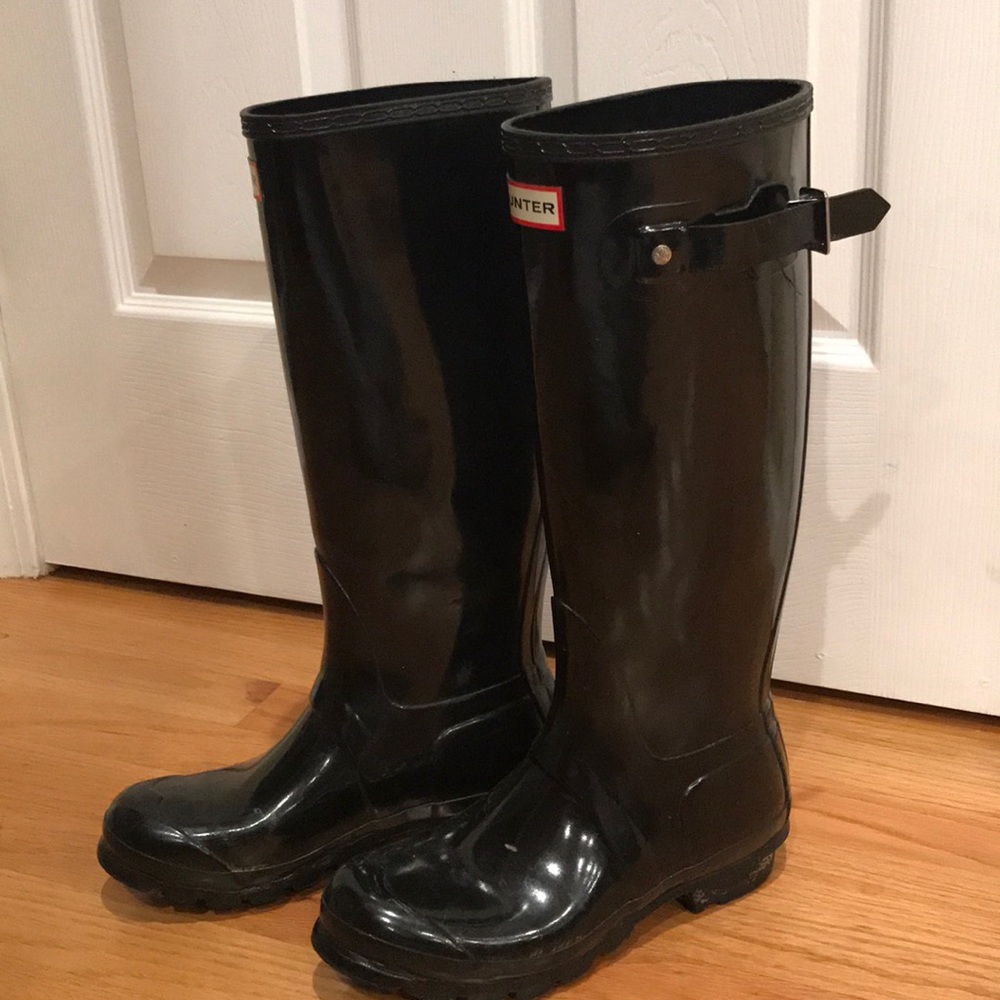 Black Original Tall Hunter Rain Boots - Picture 2 of 3